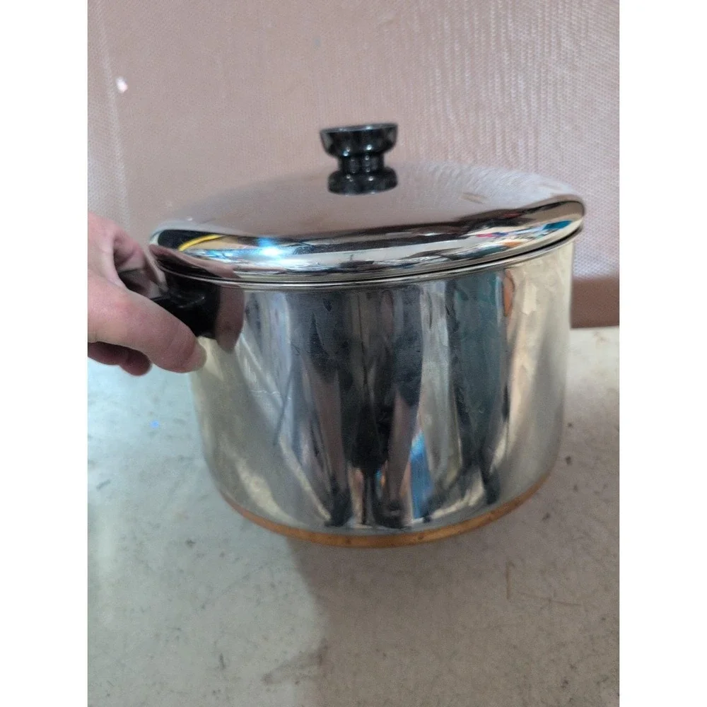 Revere Ware 1801 Copper Bottom 6 Qt Quart Stock Pot w/ Lid Rome, NY USA 81